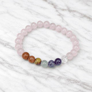 7 Chakras Rose Quartz Bracelet